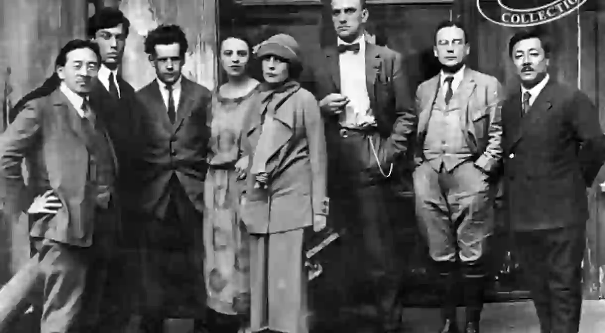 Mayakovsky (third right) among literati friends