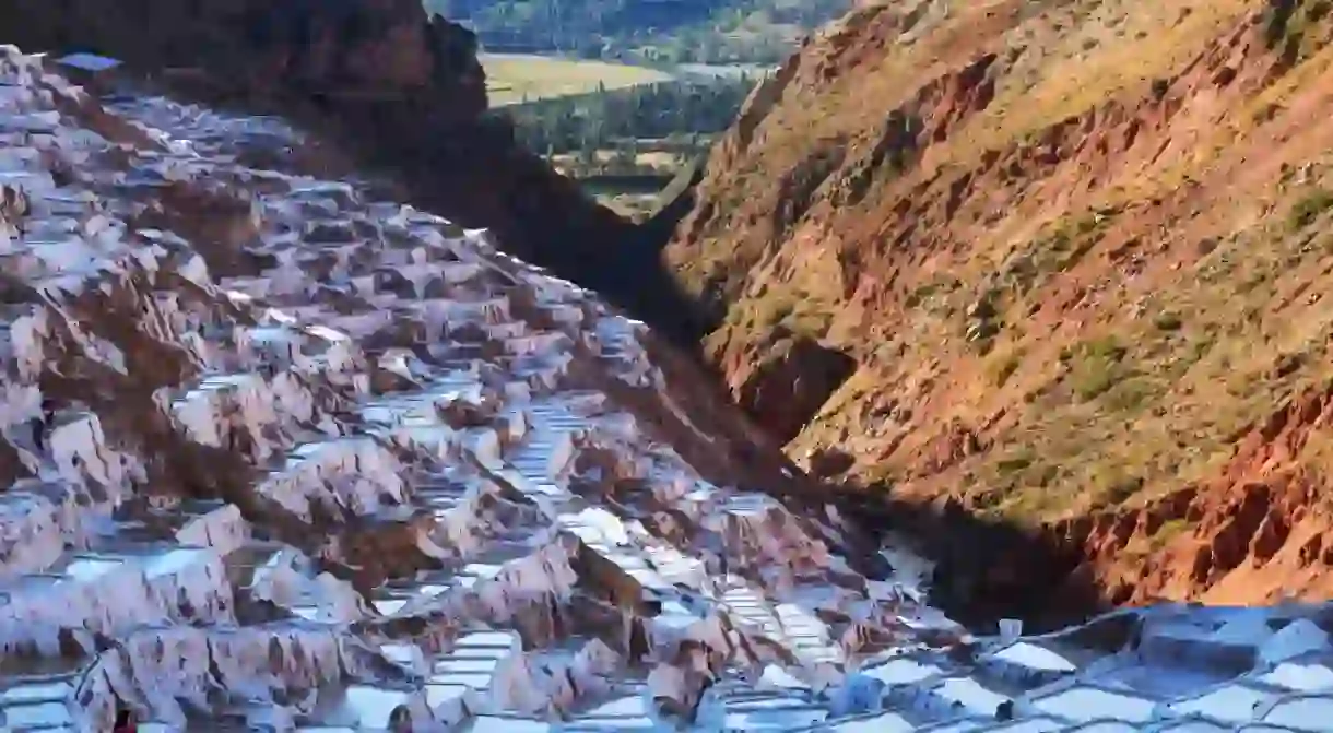 View of Salt ponds, Maras, Cuzco, Peru