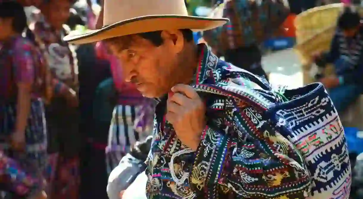 Maya man at the market in Sololá, Guatemala