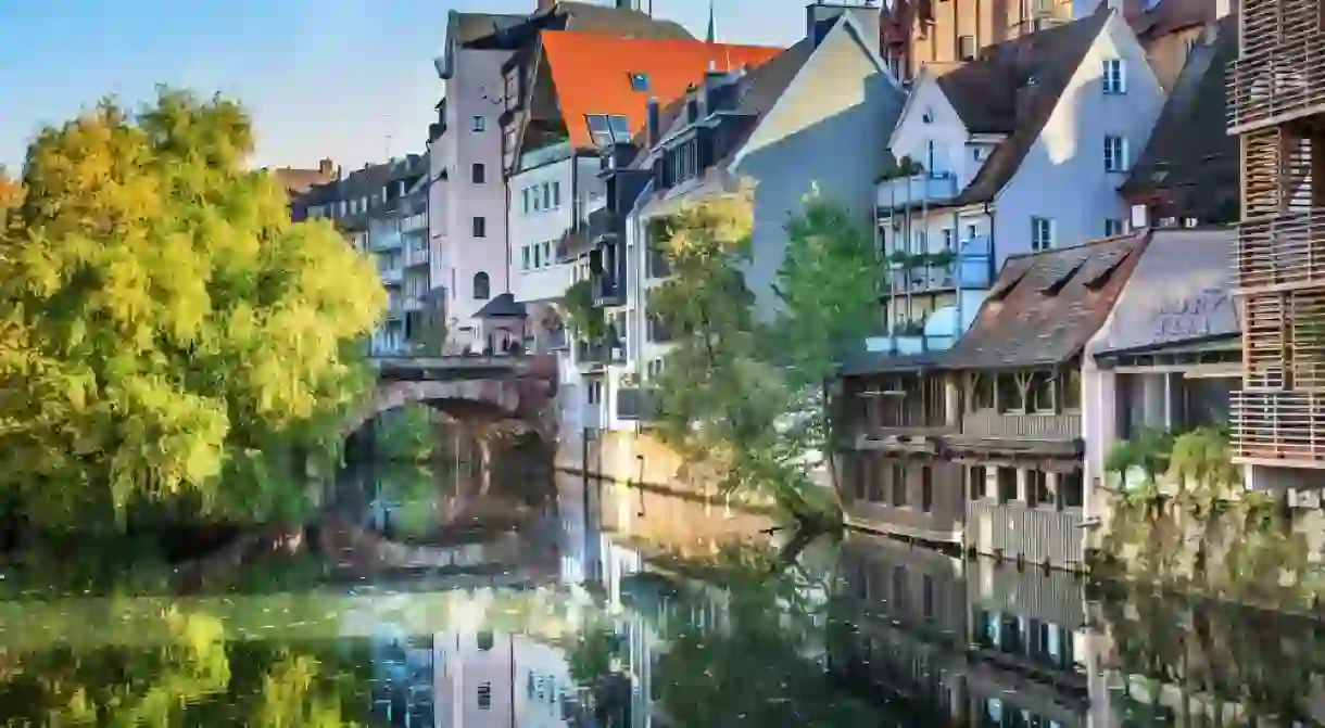 The Pegnitz riverside in Nuremberg, Germany