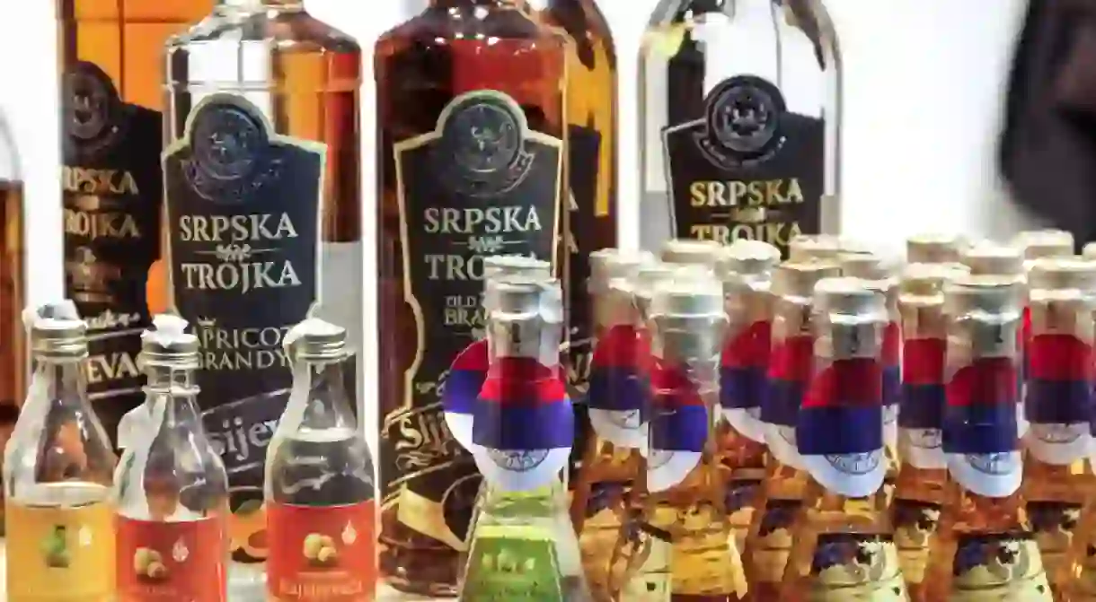 Various bottles of rakija, Serbia