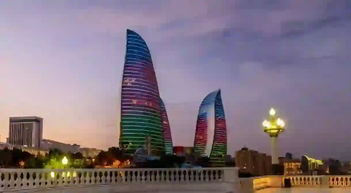 Flame Towers in Baku on the night