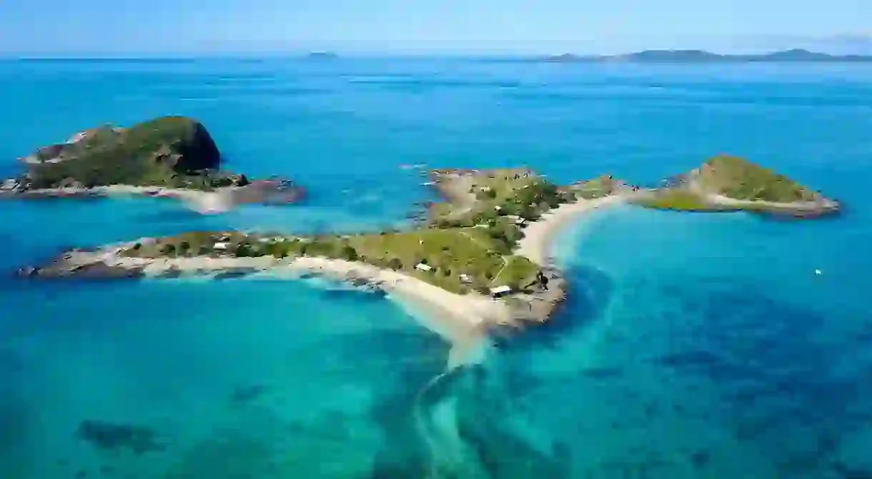 An aerial view of Pumpkin Island