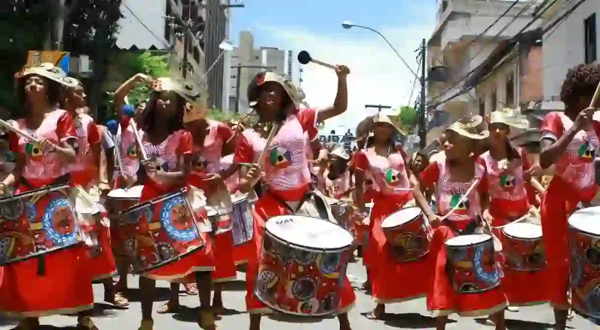 Banda Dida perform live in the streets of Bahia in Brazil