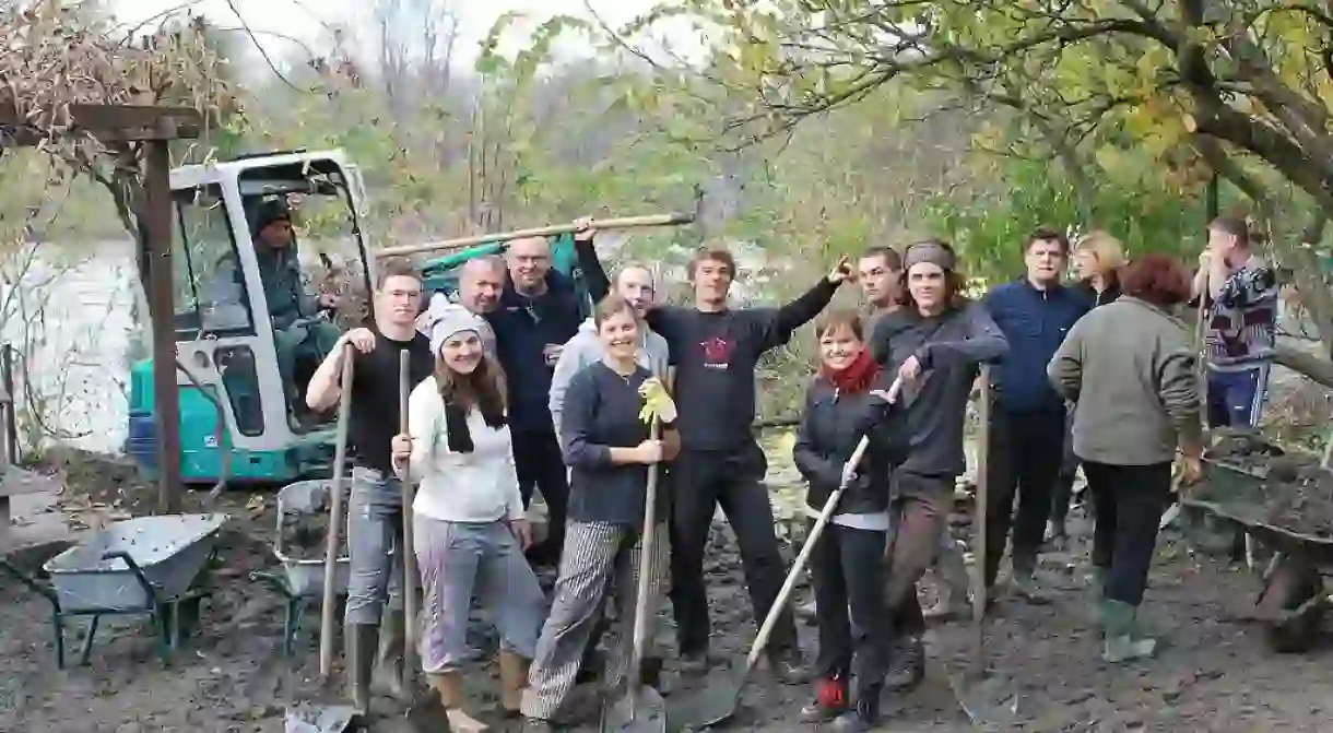 A happy group of volunteers