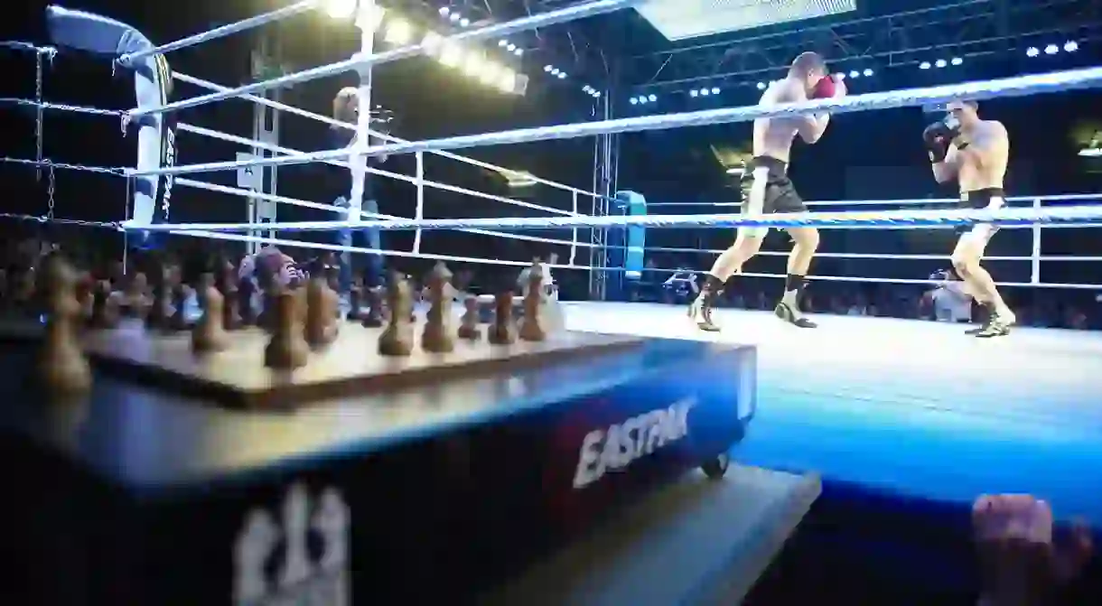 Chess Boxing combines the sport of boxing and the game of chess in a hybrid sport