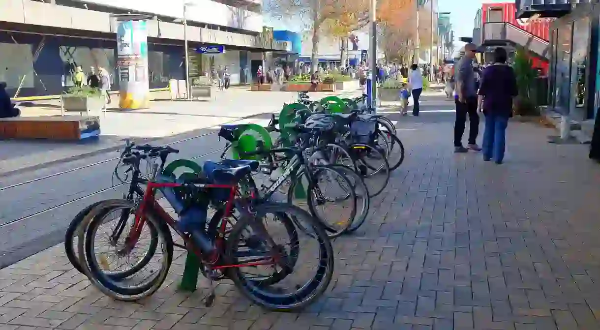 Bicycles parked in central Christchurch