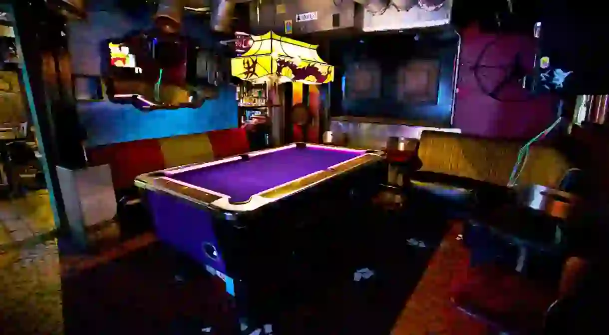 The Grapevine Bar has a billiards table and cheap drinks