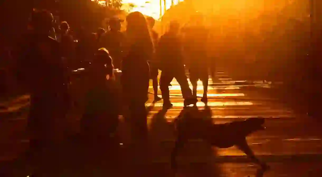 People in the street in León