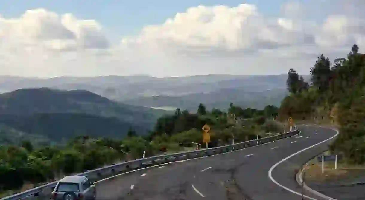 A car driving towards the Coromandel