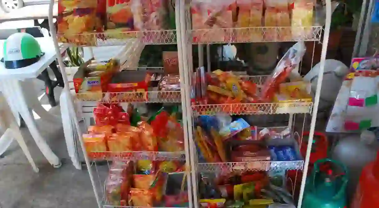 A diverse jumble of goods in a Thai convenience store