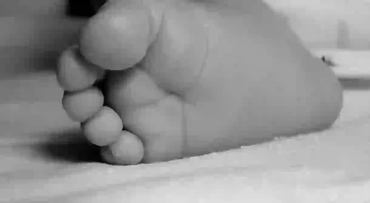 A babys tiny foot