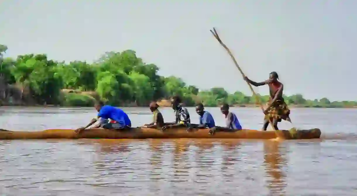 Crossing the Omo River in Southern Ethiopia