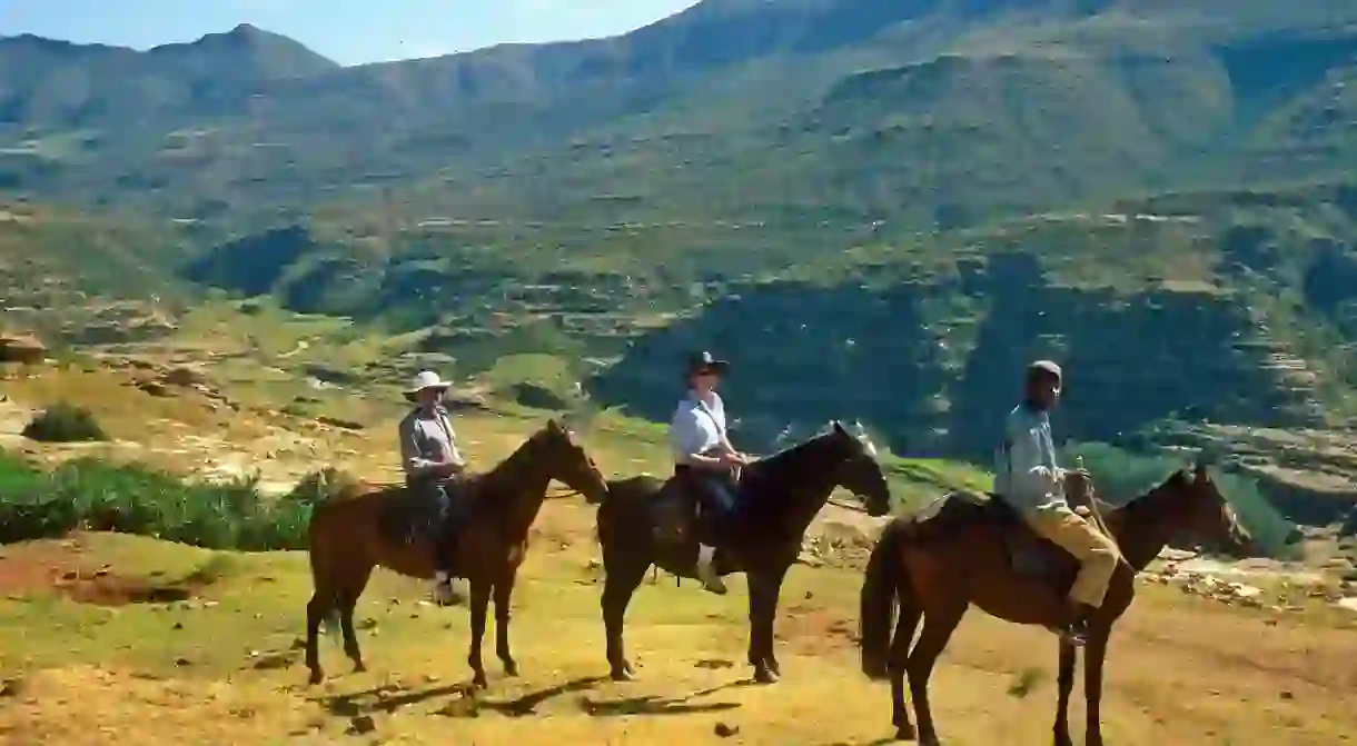 Pony trekking from Malealea Lodge