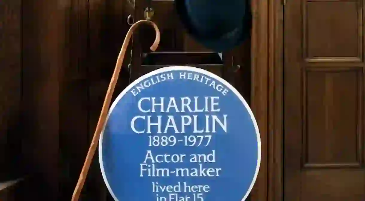 The plaque for Charlie Chaplin can be seen at 15 Glenshaw Mansions in Brixton