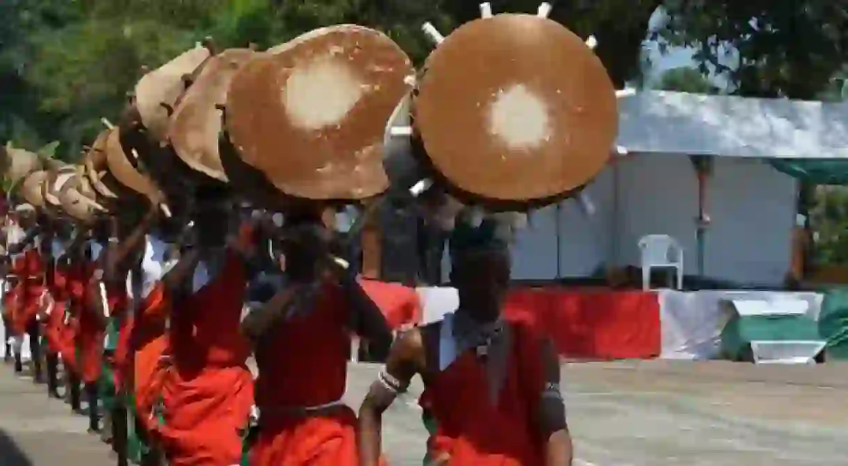 A procession of the royal drummers of Burundi