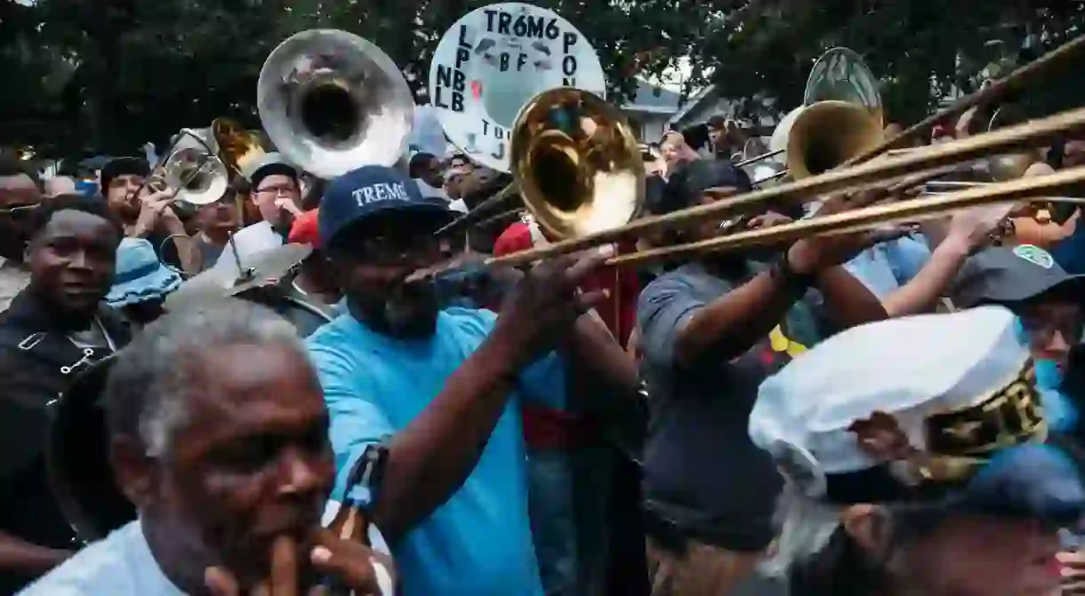 Second line parade for musician Fats Dominos funeral