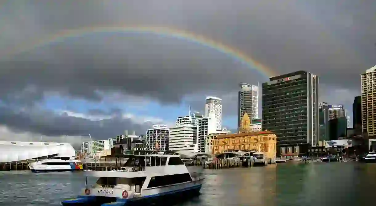 Pulling into Auckland Harbour