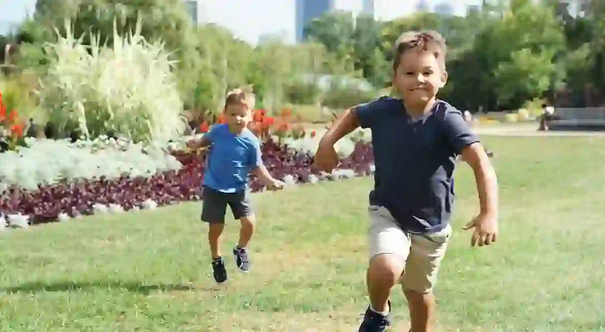 Kids running in the park