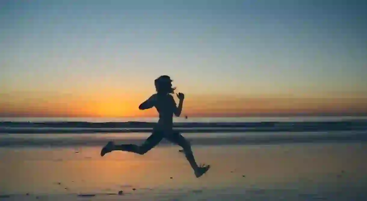 Running along the beach