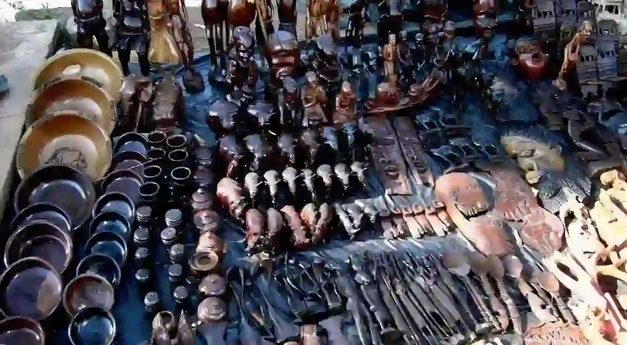 Wood carvings on sale in Malawi