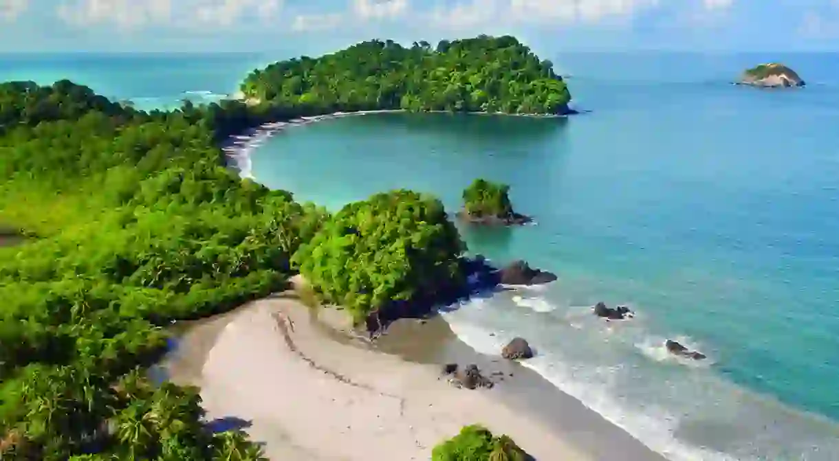 Costa Ricas Manuel Antonio National Park is made up of a lush rainforest, beach, and coral reef