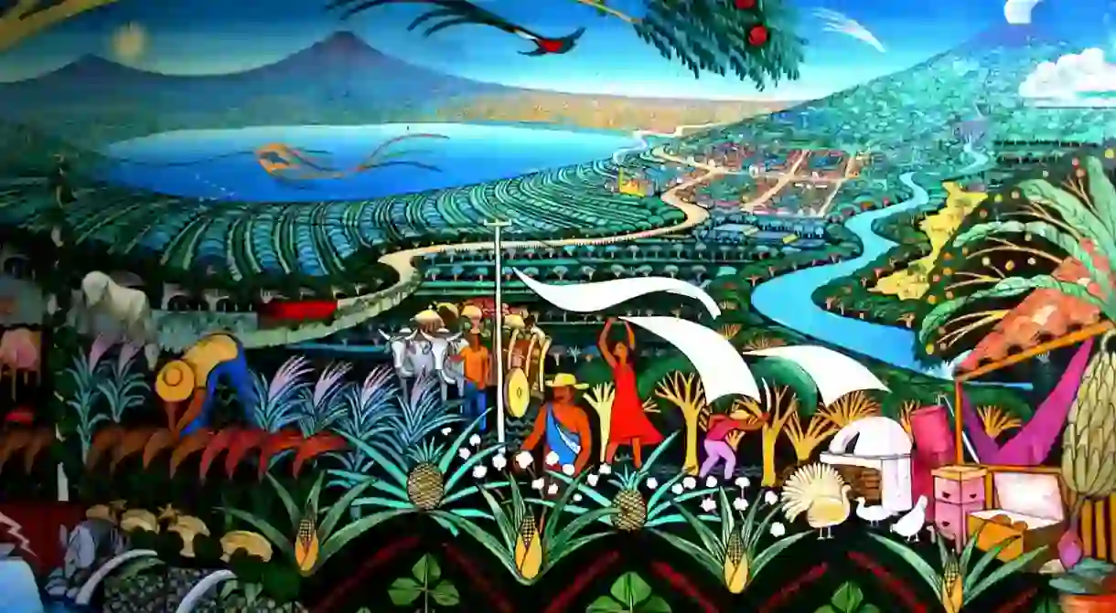 Nicaragua volcano mural