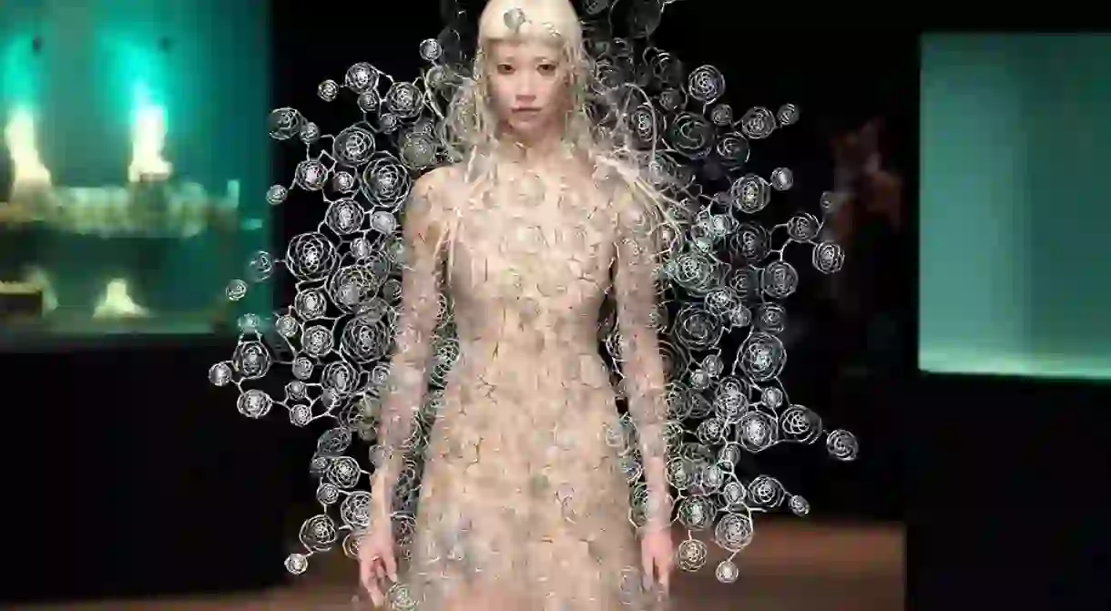 A model presents a creation from the Fall/Winter 2017/18 Haute Couture collection by Dutch designer Iris Van Herpen during the Paris Fashion Week in Paris, France, 03 July 2017. The presentation of the Haute Couture collections ran from 02 to 05 July 2017. Iris Van Herpen - Runway - Paris Fashion Week Haute Couture F/W 2017/18, France - 03 Jul 2017