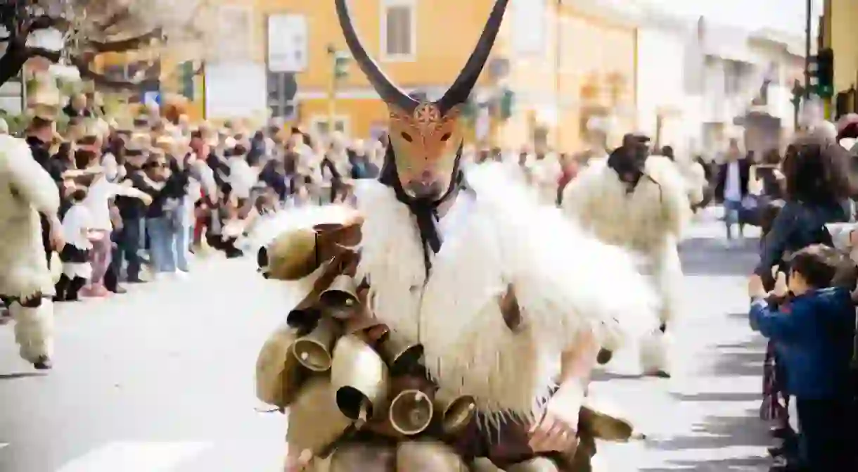 Pagan costumes at the Citrus Festival in Muravera, Sardinia