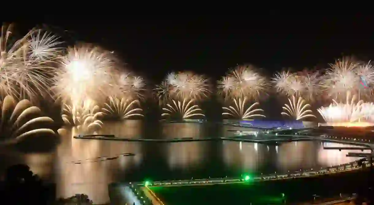 Fireworks during Eurovision song contest in 2012