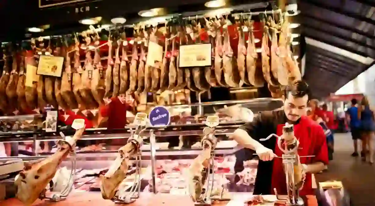 Famous La Boqueria market, Barcelona, Spain