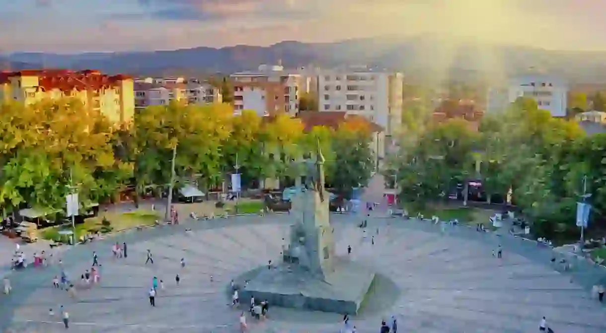 Sunset above the city of Kraljevo in Serbia