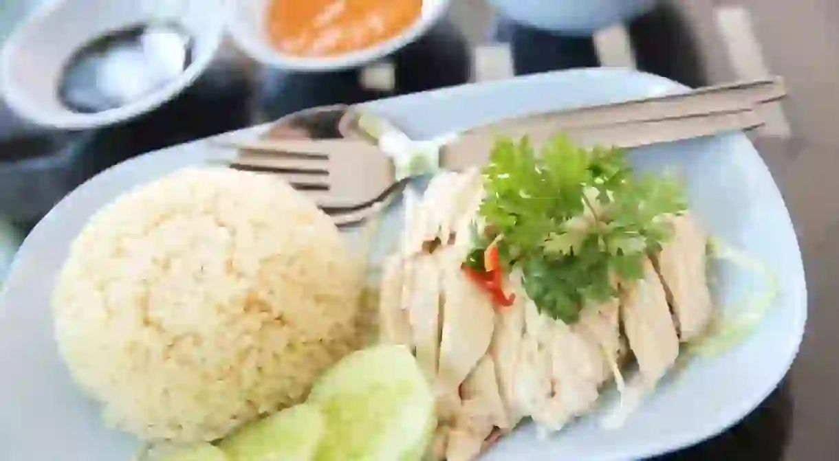 Hainanese chicken rice - a Singaporean hawker stall classic