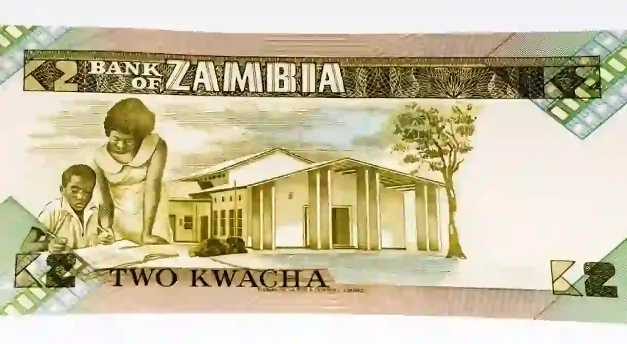 A vintage 2 Zambian kwacha bank note