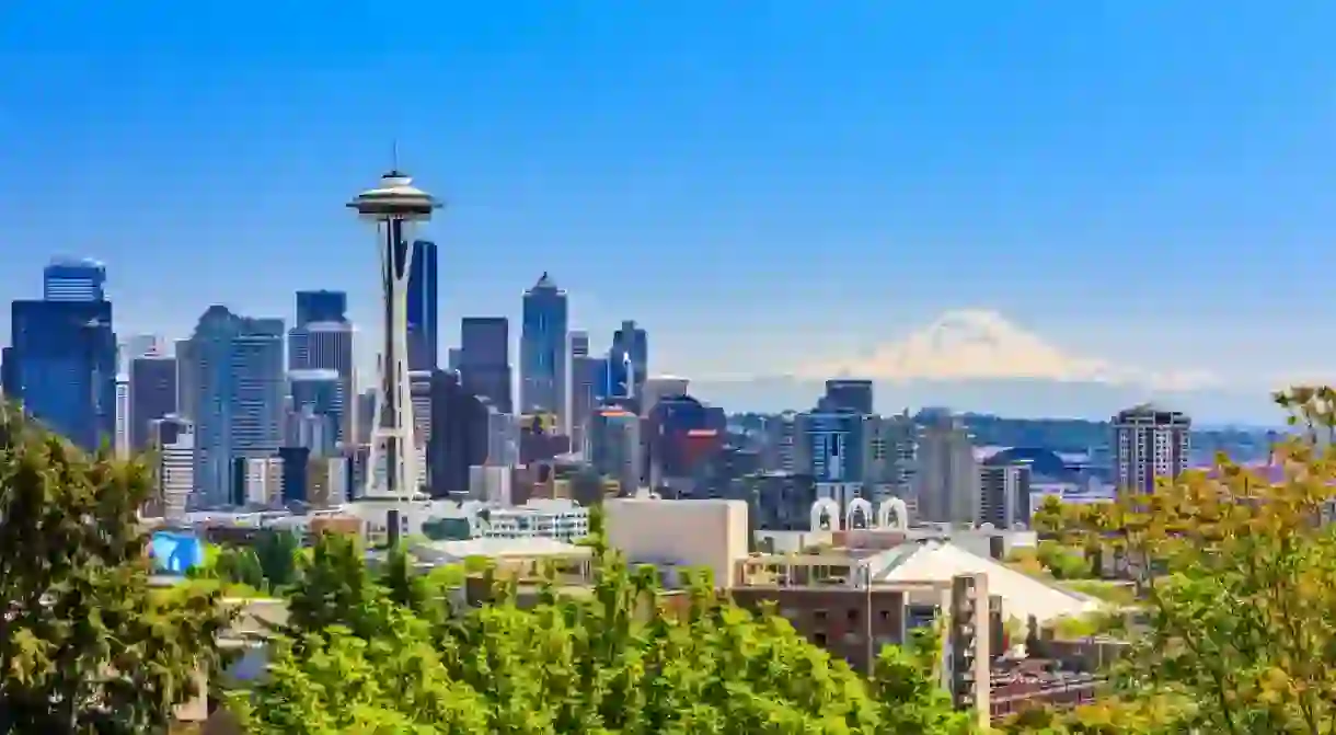 Seattle downtown skyline and Mount Rainier