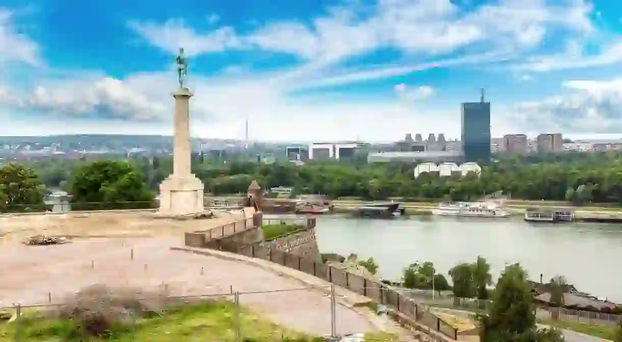 The Pobednik monument and fortress Kalemegdan in Belgrade, Serbia