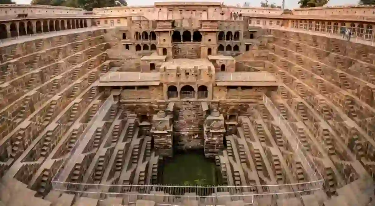 The Chand Baori Stepwell in the village of Abhaneri, Rajasthan, India