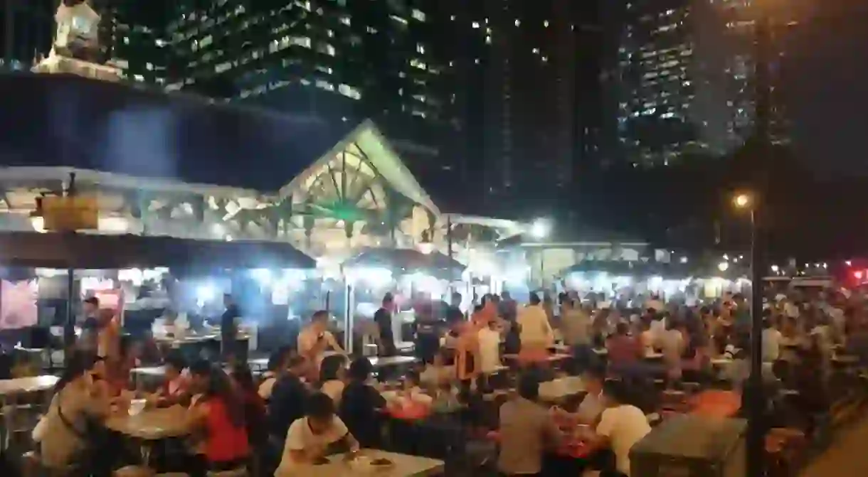 Lau Pa Sat hawker centre is popular with tourists and locals