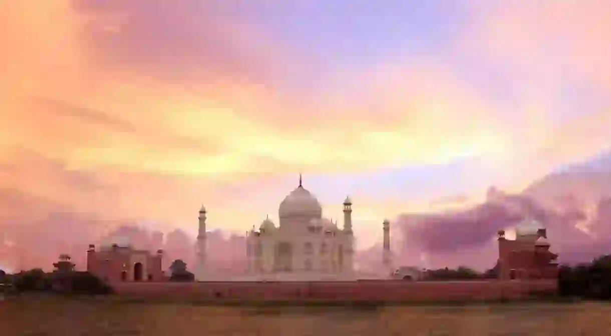 Sunset view of the Taj Mahal