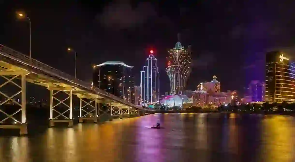 Macau’s casino strip at night