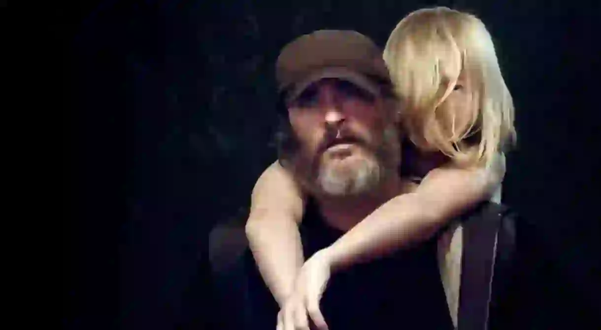 Joaquin Phoenix and Ekaterina Samsonov in You Were Never Really Here