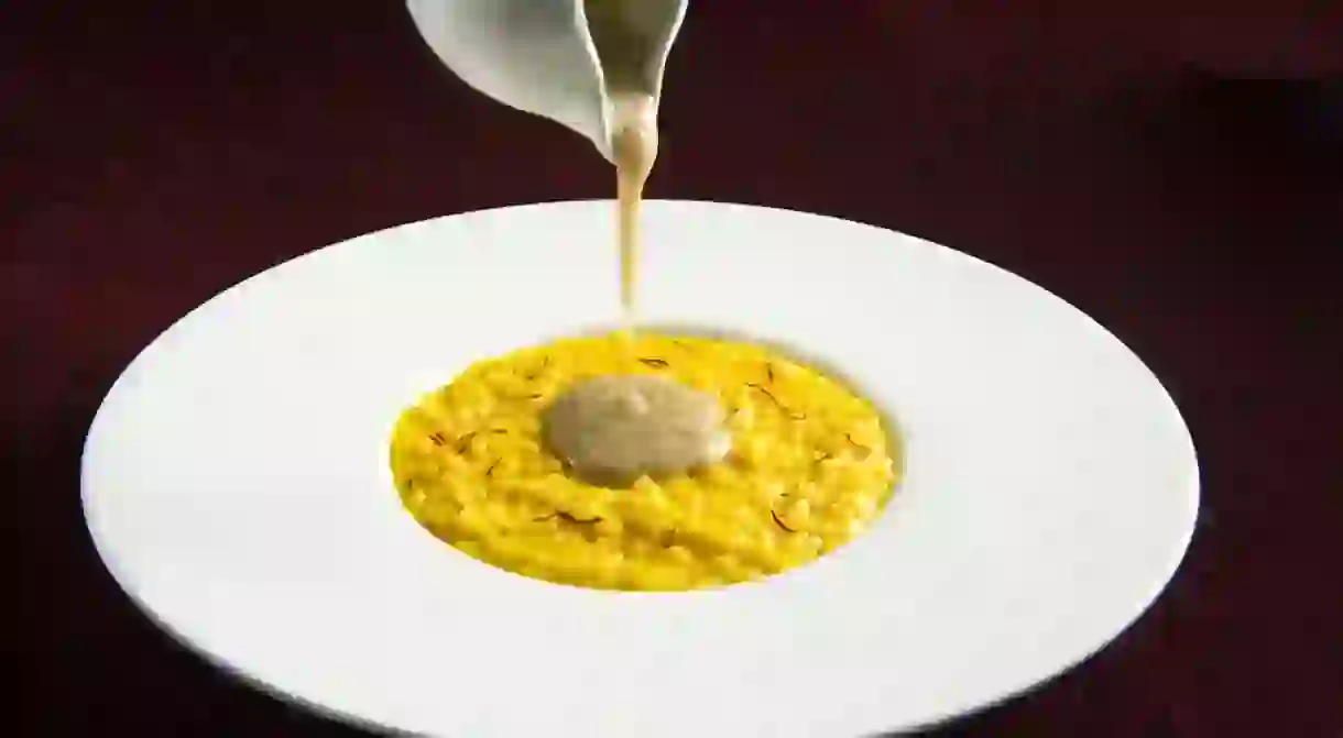 Risotto alla Milanese at El Brellin restaurant in Navigli, Milan