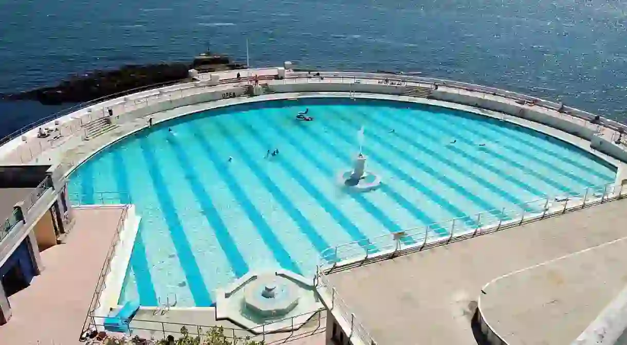 The blue waters of Tinside Lido