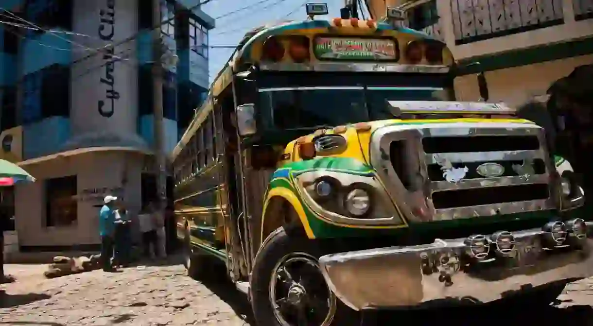 Chicken bus in San Pedro La Laguna, Guatemala