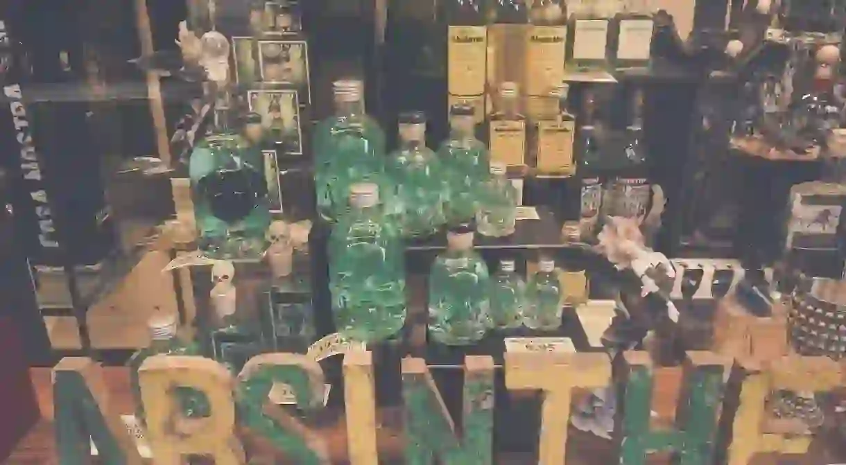 A selection of absinthe bottles