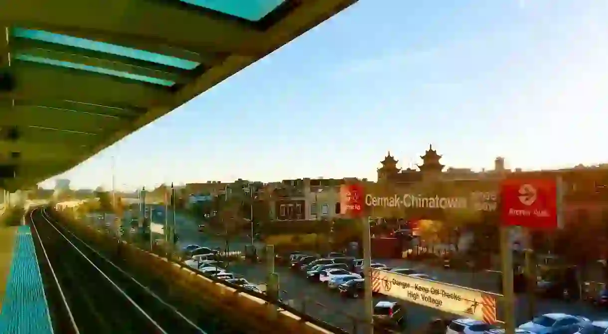 The Cermack-Chinatown stop on Chicagos Red Line train