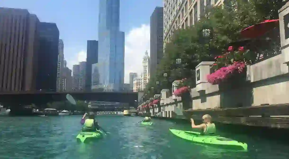 Kayaking on the river through Chicagos Loop is the most unique and adventurous way to see the city