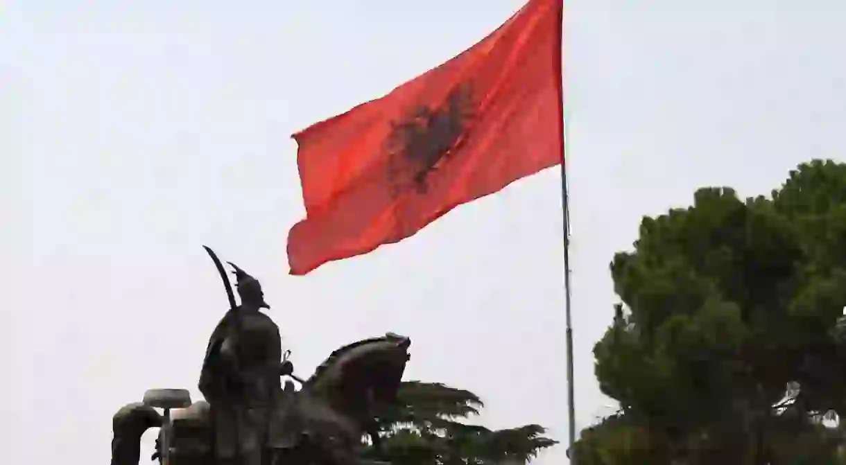 Skanderbeg statue in Tirana