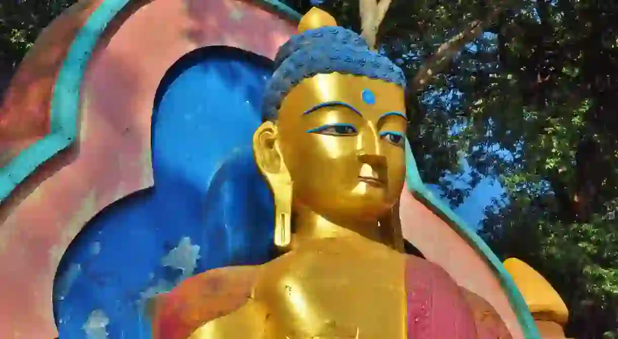 A Buddha statue at Swayambhunath stupa