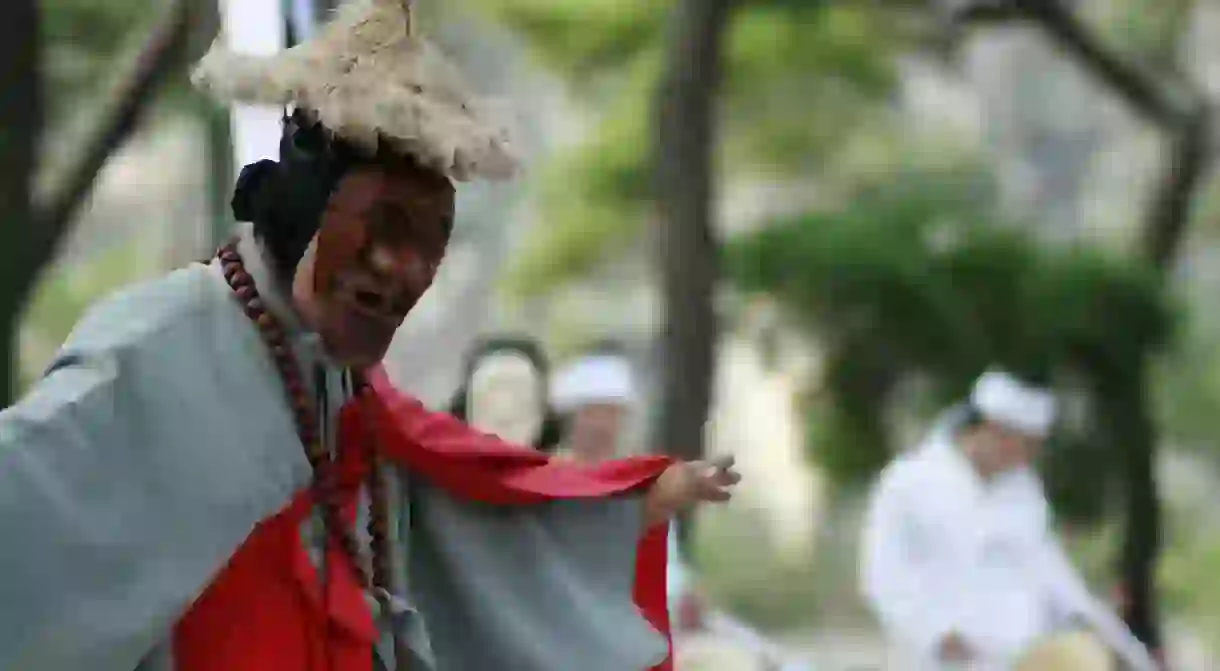 Traditional Korean mask dance in Hahoe Village